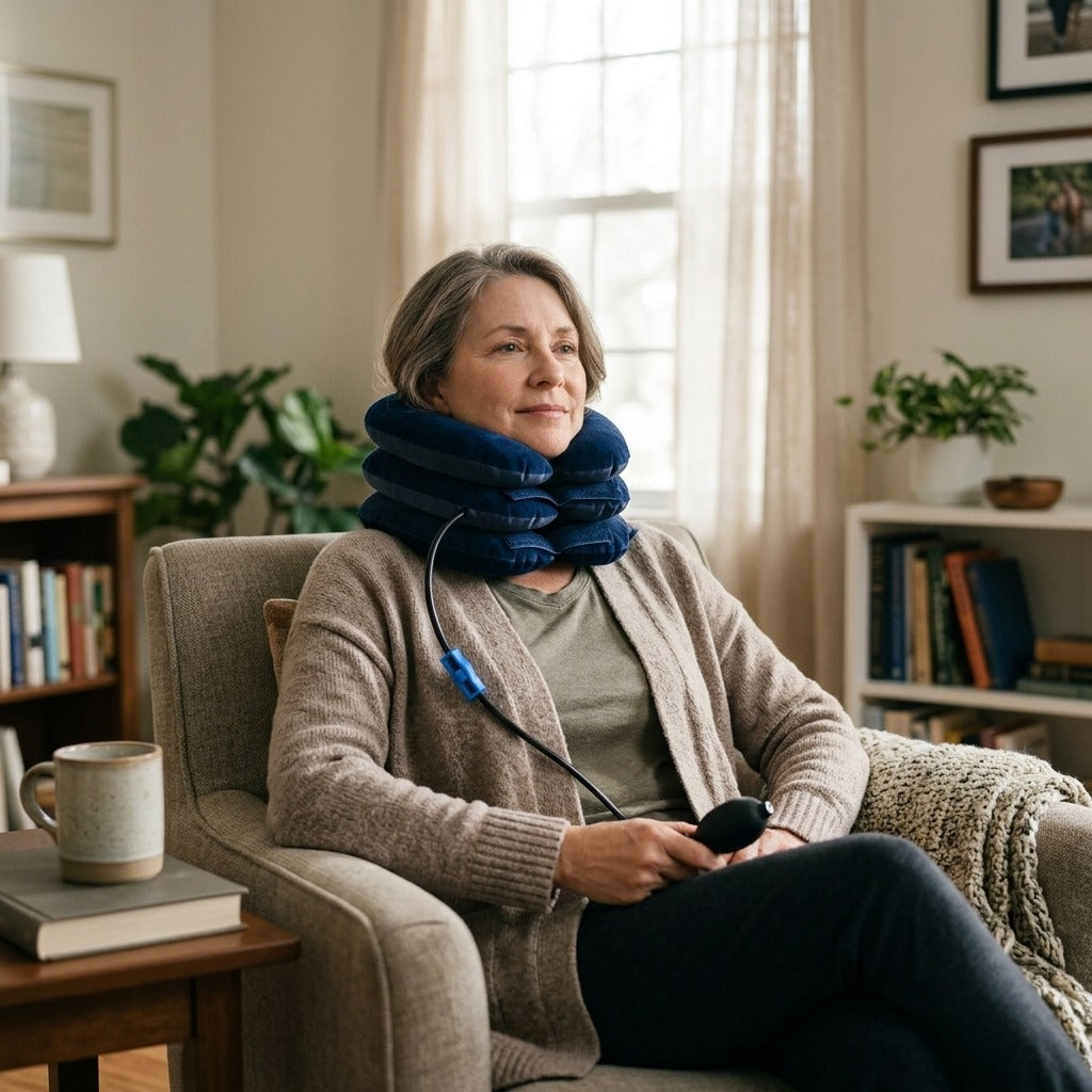 Soft Inflatable Cervical Neck Support Pillow - at home