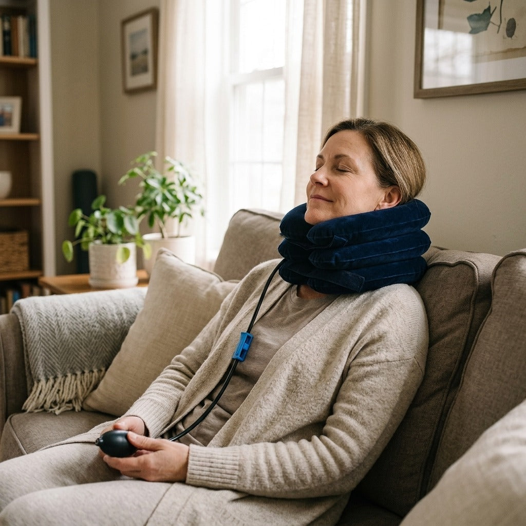 Soft Inflatable Cervical Neck Support Pillow - in everyday life