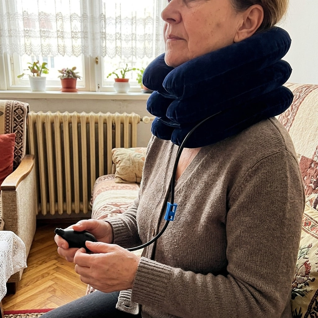 Puha, felfújható nyaktámasz párna - használat közben