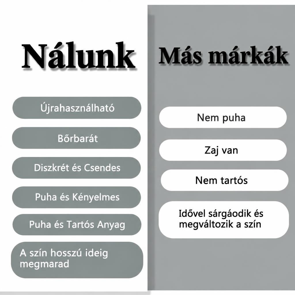 Termékelőnyök összehasonlító táblázata más márkákkal szemben.
