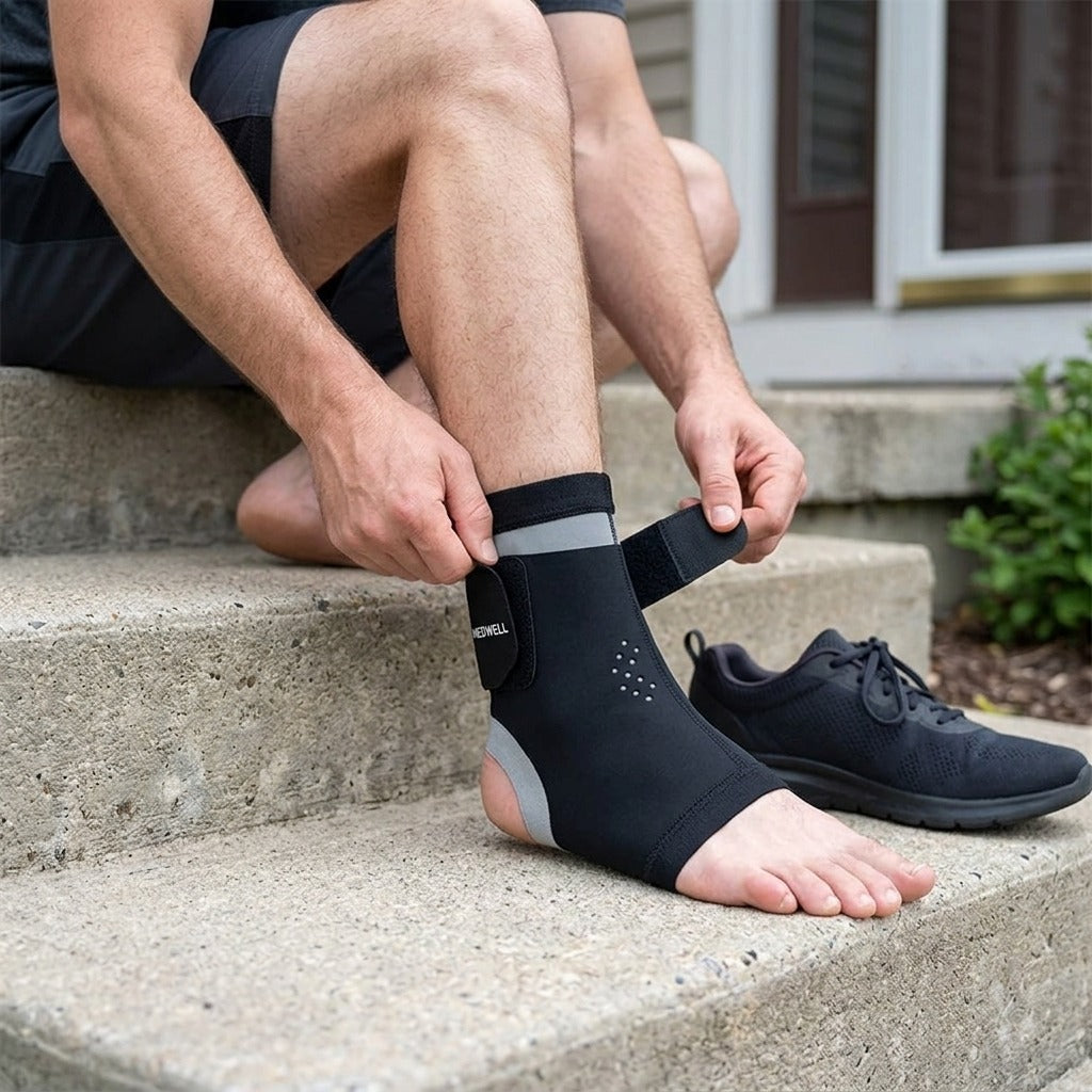 Soft-Shell Ankle Support Sleeve - in use