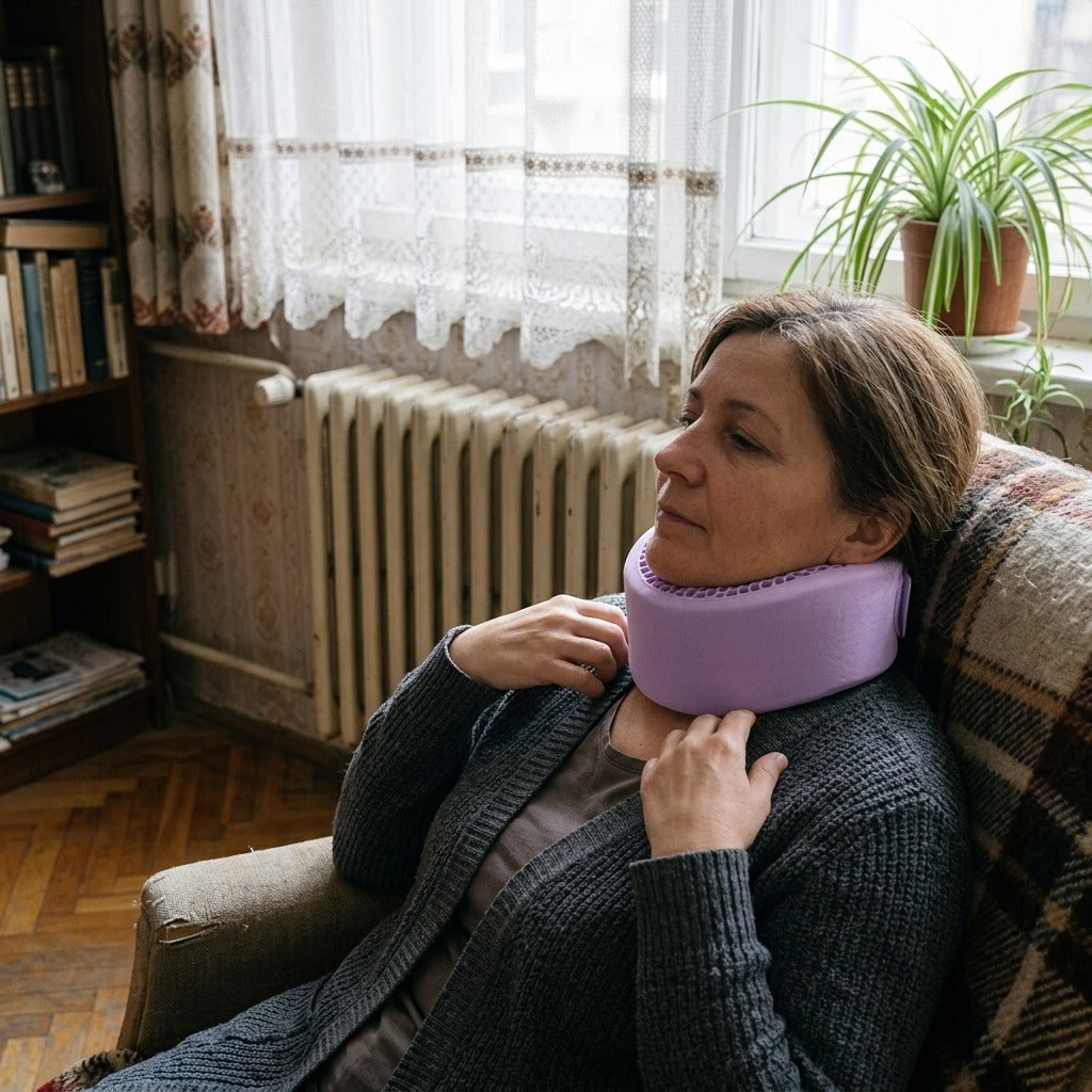 Puha nyakpárna utazáshoz - használat közben