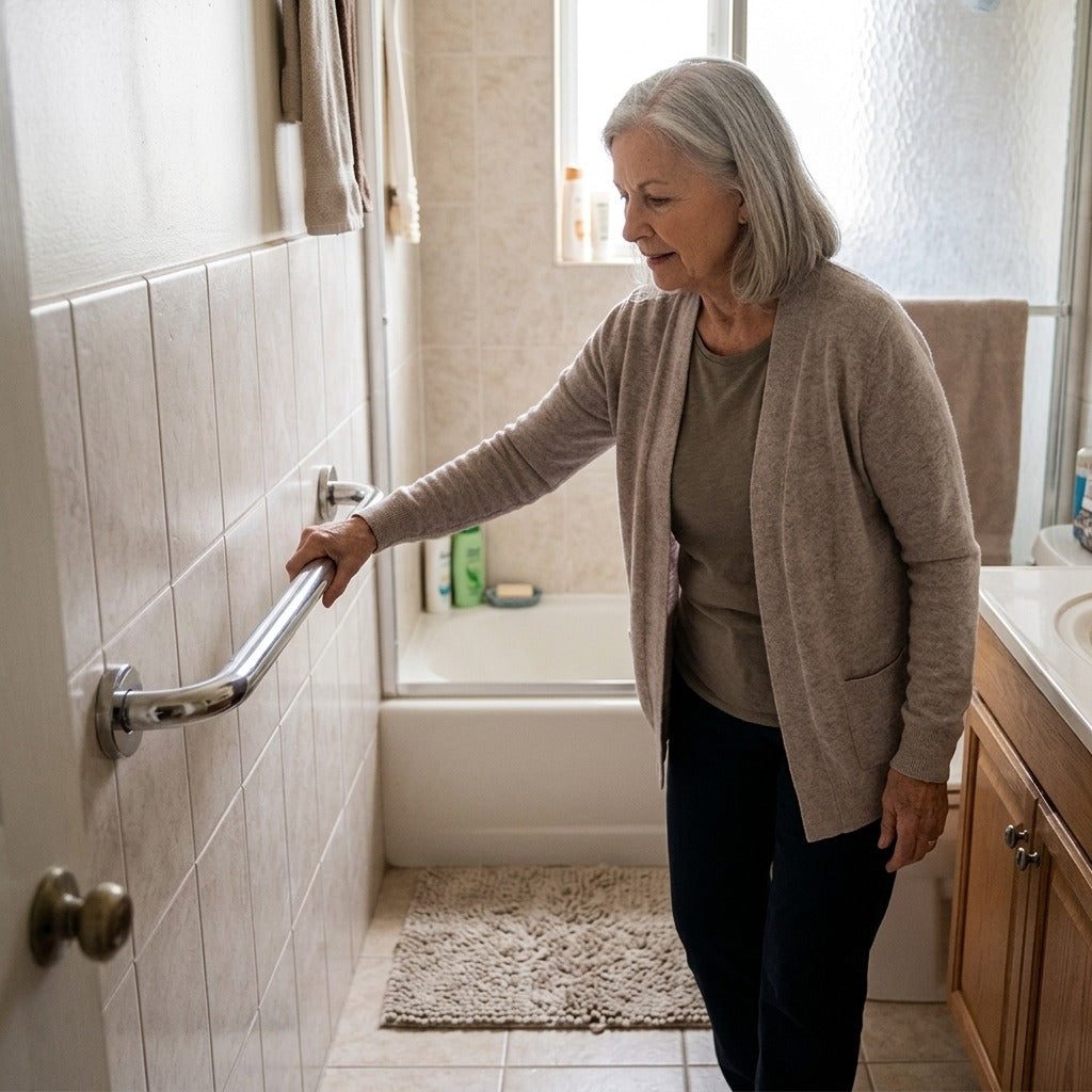 Stainless Steel Bathroom Grab Bar - in everyday life