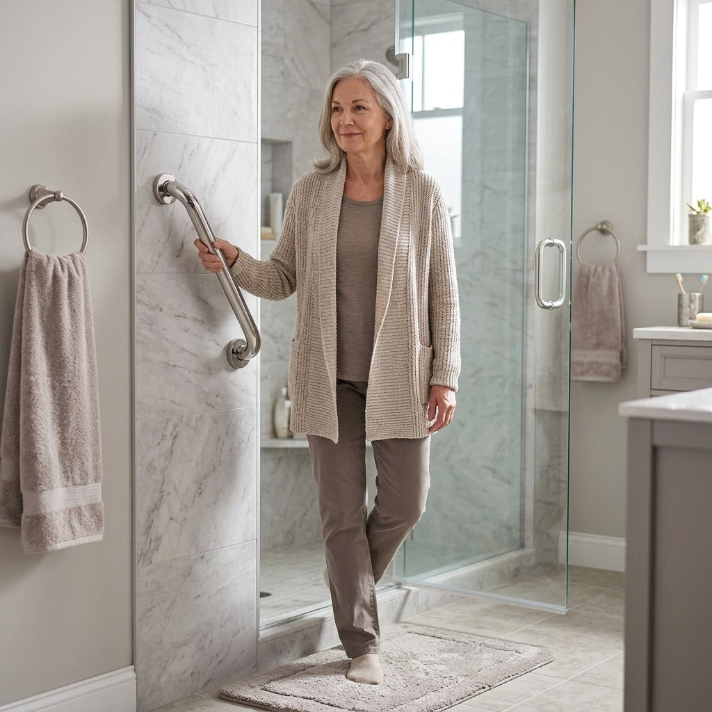 Stainless Steel Bathroom Safety Grab Bar - in everyday life
