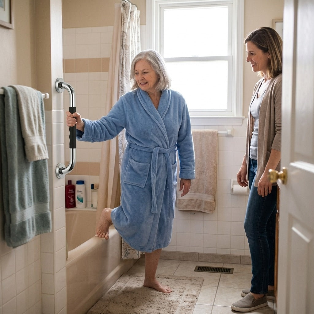 Stainless Steel Bathtub Grab Bar Set - in everyday life