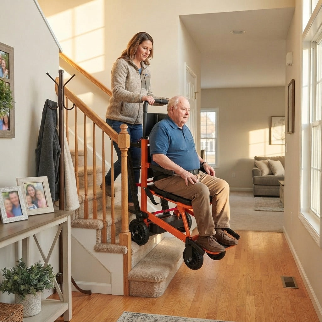 Stair Assist Chair with Adjustable Backrest and Arms - at home