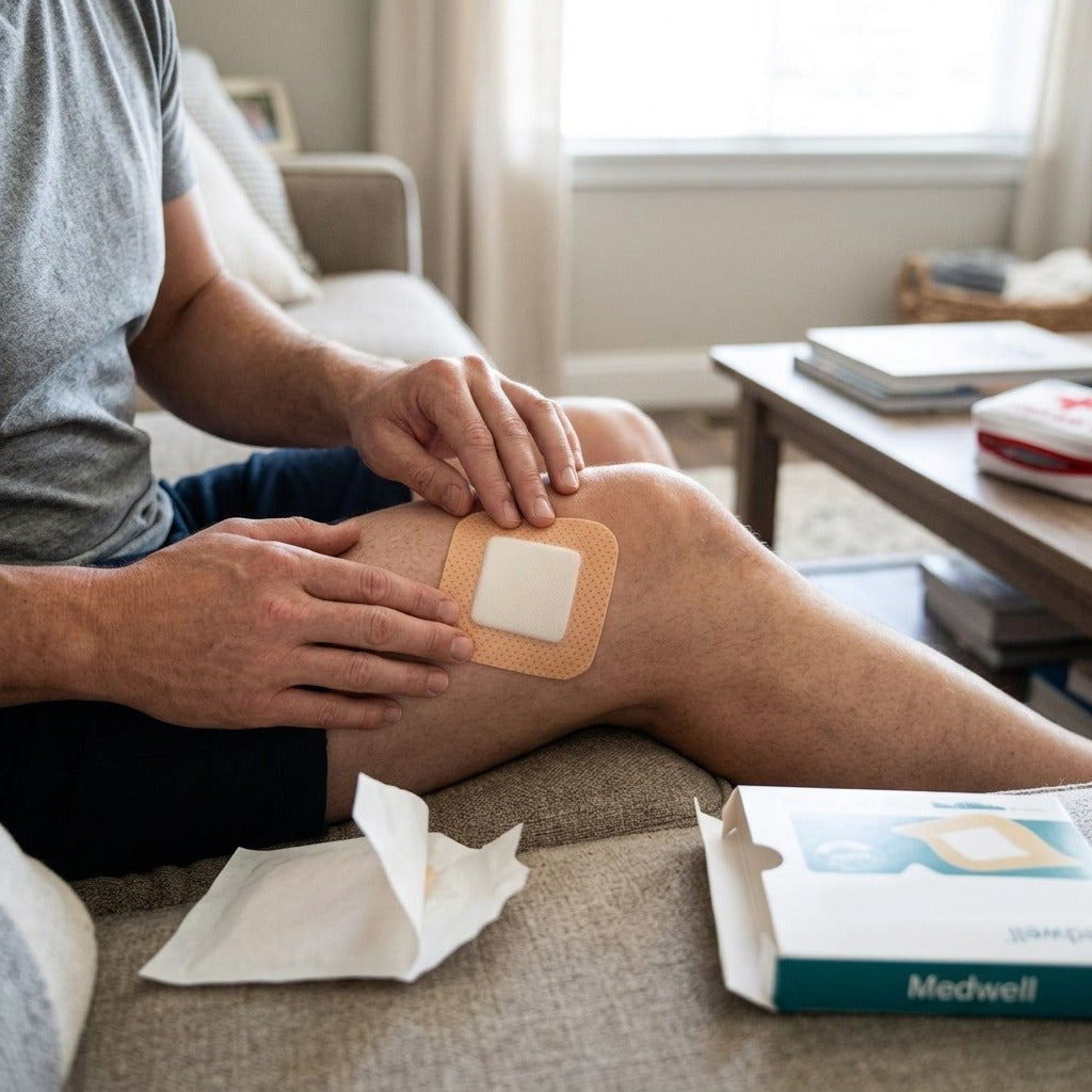 Sterile Silicone Foam Wound Dressing Pad - in use