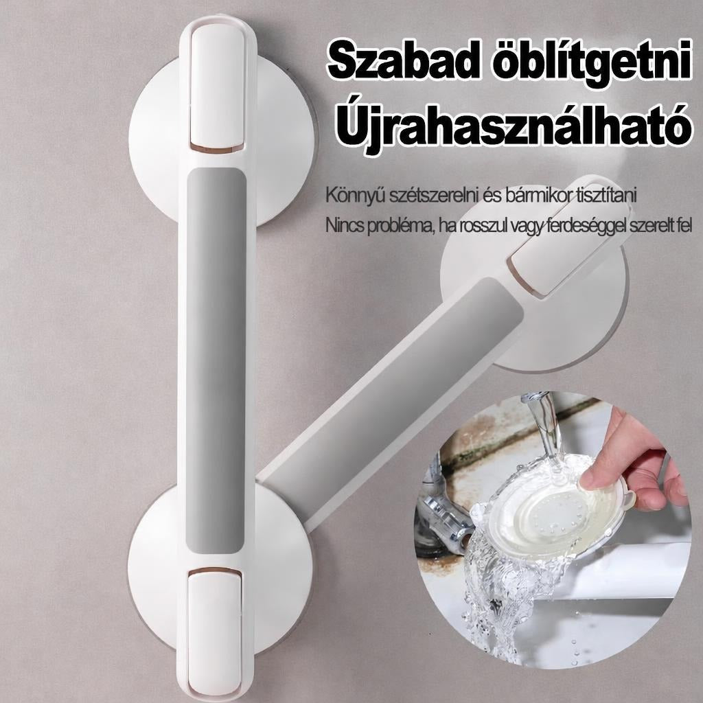 Tapadókorongos kapaszkodó a falon és a mosható tapadókorong bemutatása.