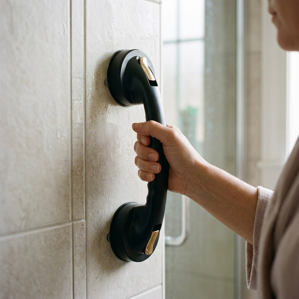 Suction Grab Bar for Bathtub and Shower - in use