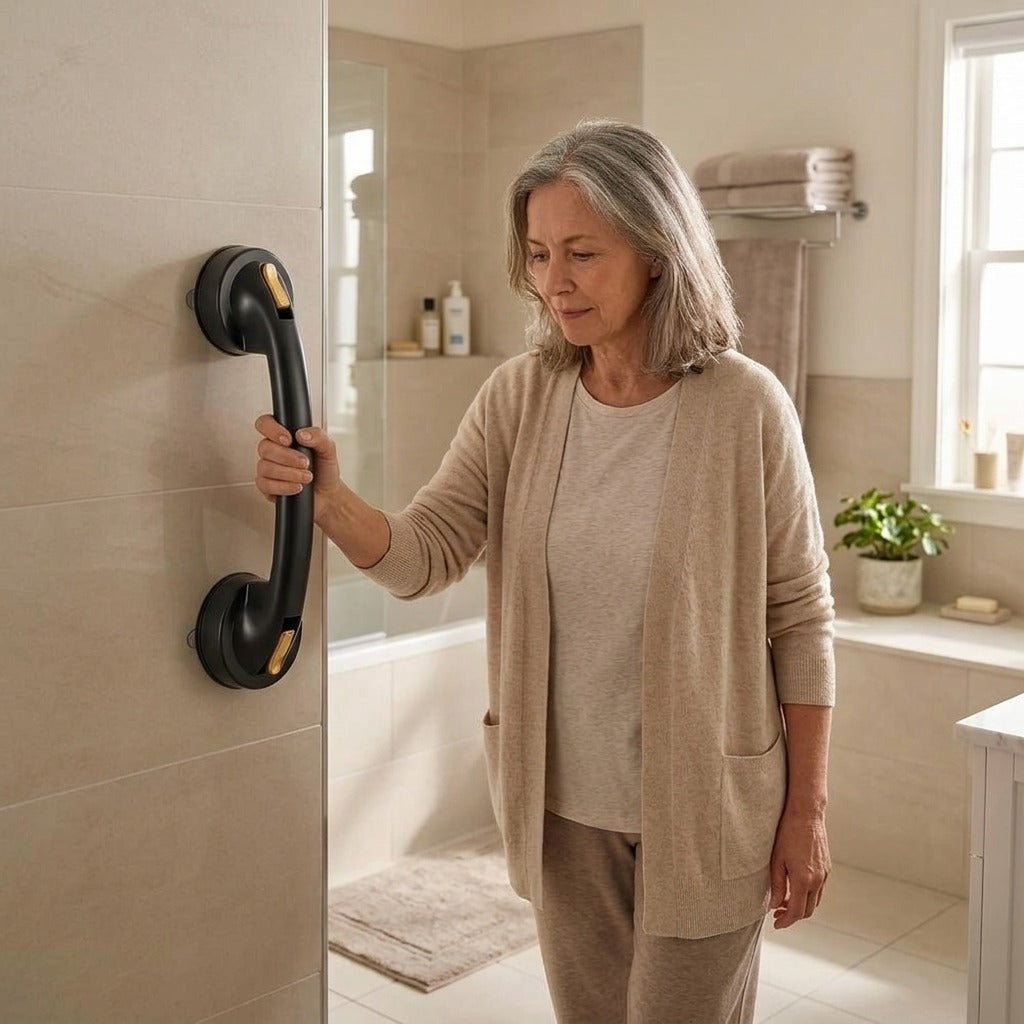 Suction Shower Grab Bar for Bathtub and Bathroom - at home