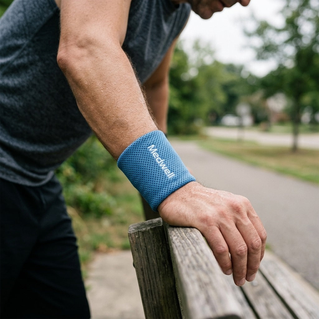 Sweat-Absorbing Sports Wristband - in use