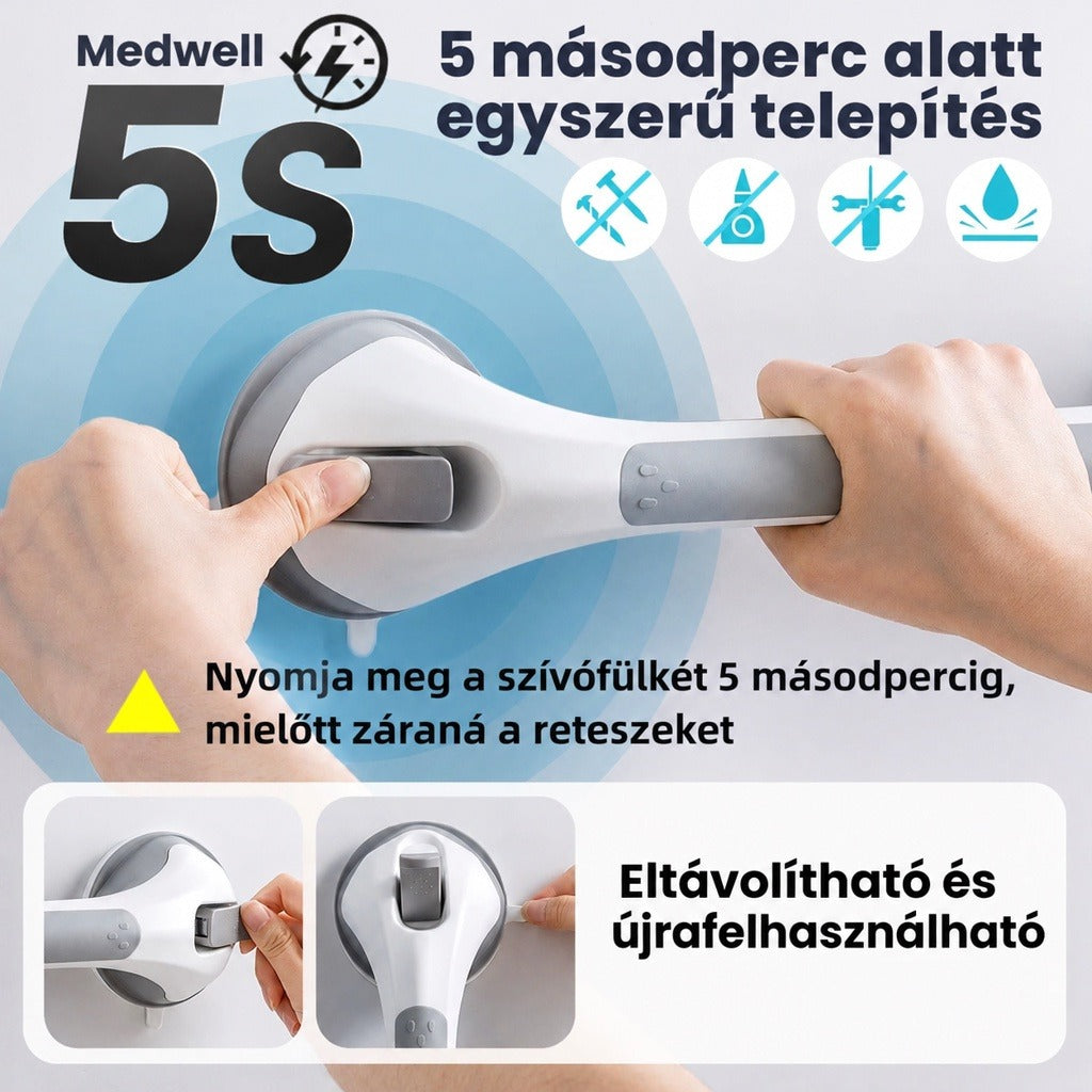 Vákuumos kapaszkodó egyszerű és gyors felszerelése fúrás nélkül.