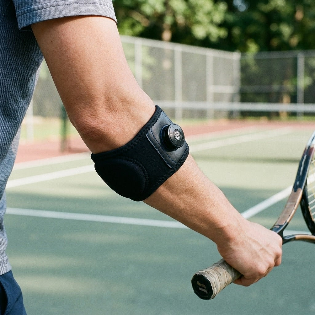 Tennis and Golf Elbow Support Strap - in use