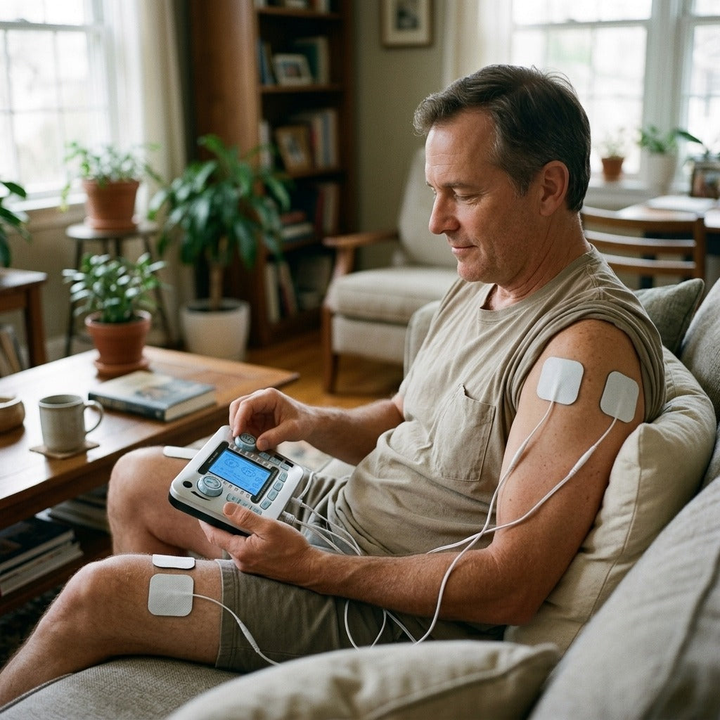 TENS and EMS Muscle Stimulator with Pads - in everyday life