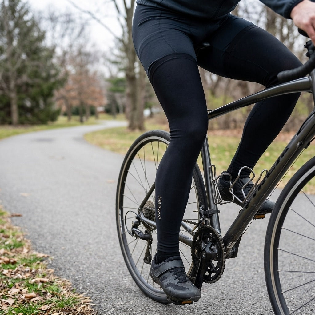 Thermal Cycling Leg Warmers and Compression Sleeves - in use