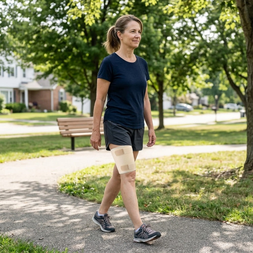 Thigh Support Brace with Straps - in everyday life