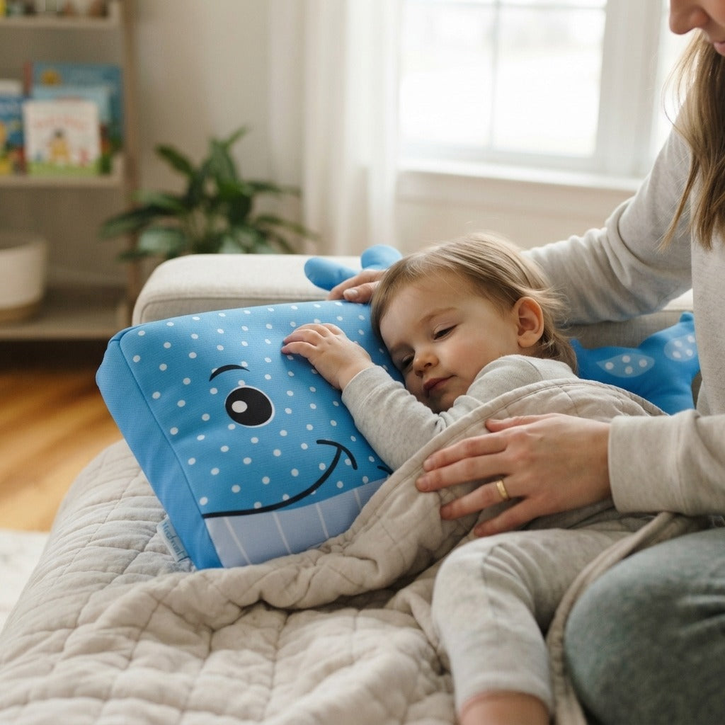 Toddler Pillow with Fiber Filling - in use