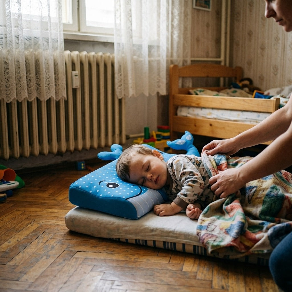 Párnás baba párna szálas töltettel - használat közben