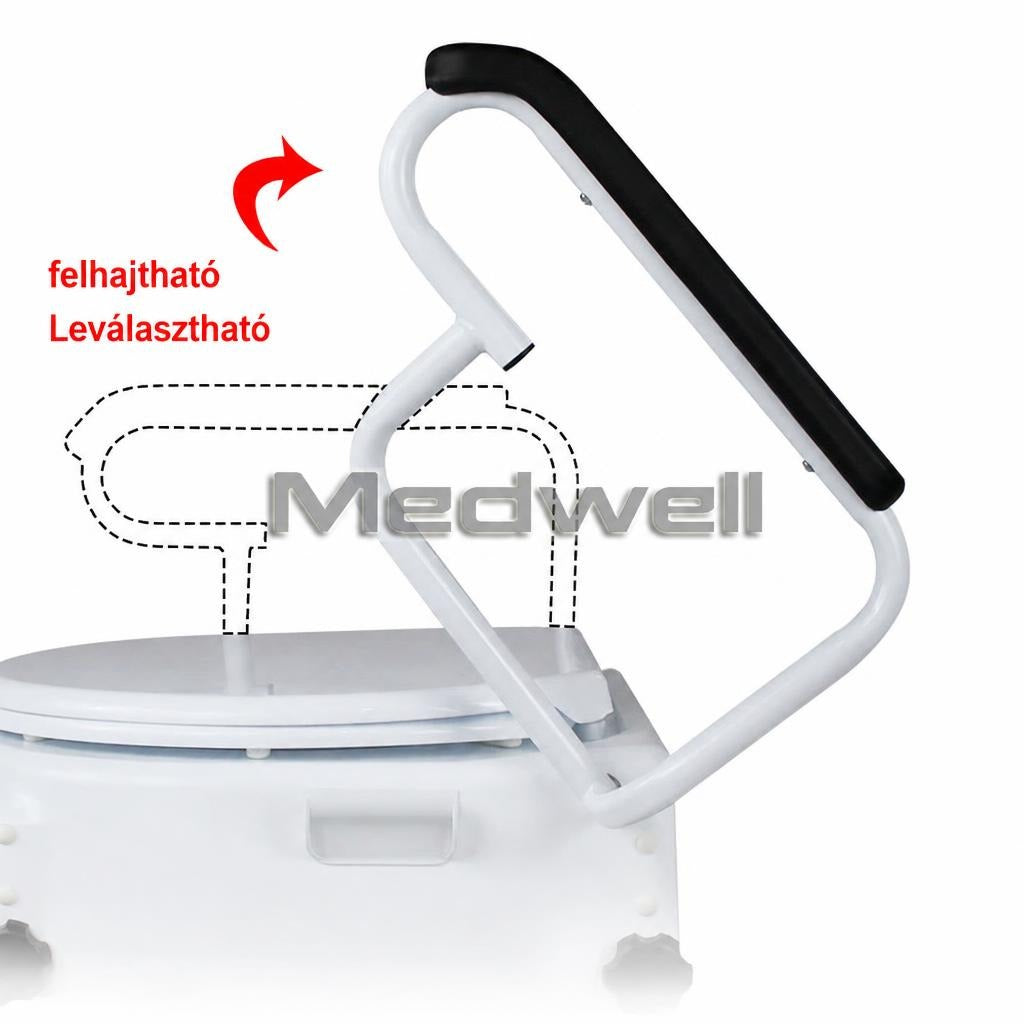 WC-magasító felhajtható és leválasztható kartámasszal.