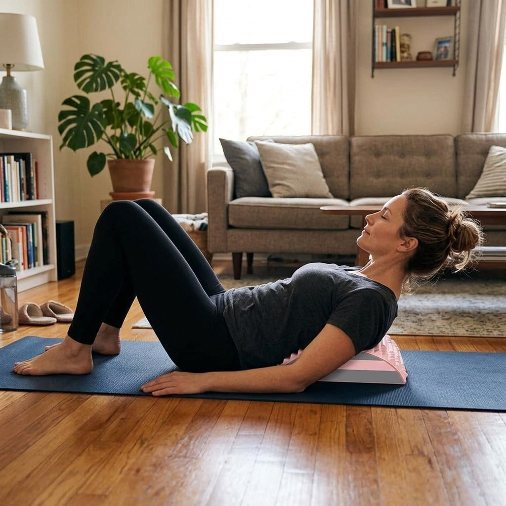 TPE Lumbar Back Stretcher with EVA Neck and Spine Support - at home