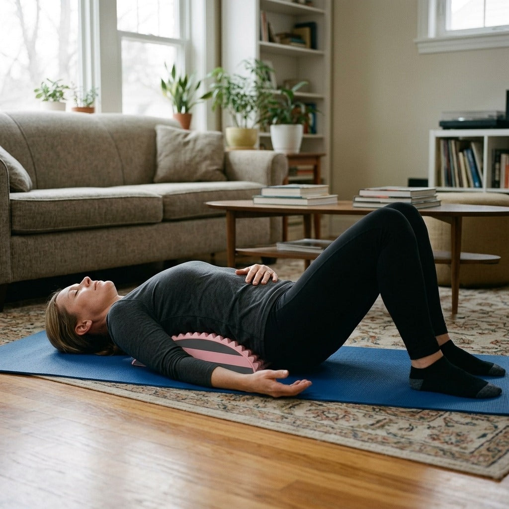 TPE Lumbar Back Stretcher with EVA Neck and Spine Support - in everyday life