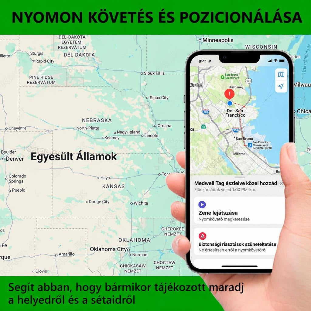 Okostelefon térképes nyomkövető felülettel és helymeghatározási értesítéssel.