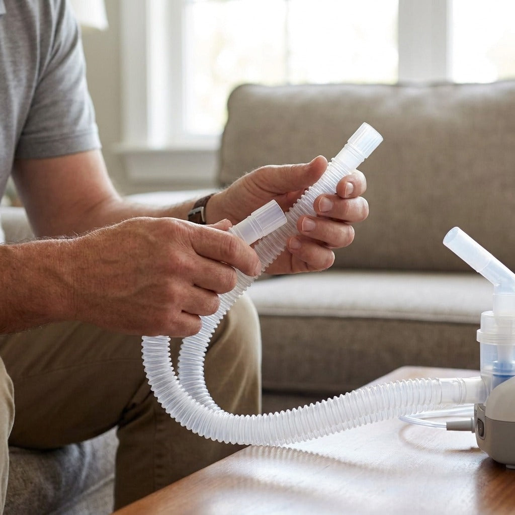 Transparent Corrugated Nebulizer Connecting Hose - in use