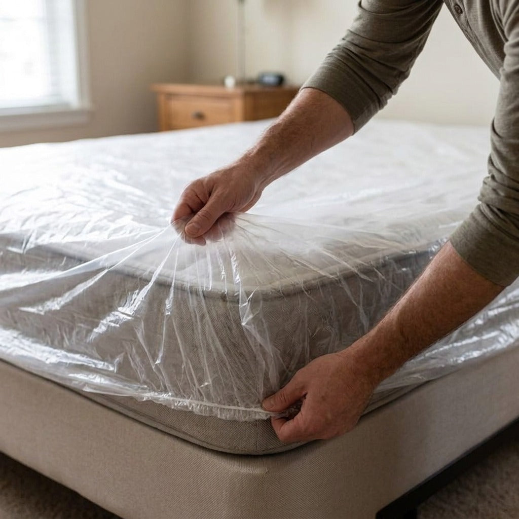 Transparent Disposable Waterproof Bed Cover - in use