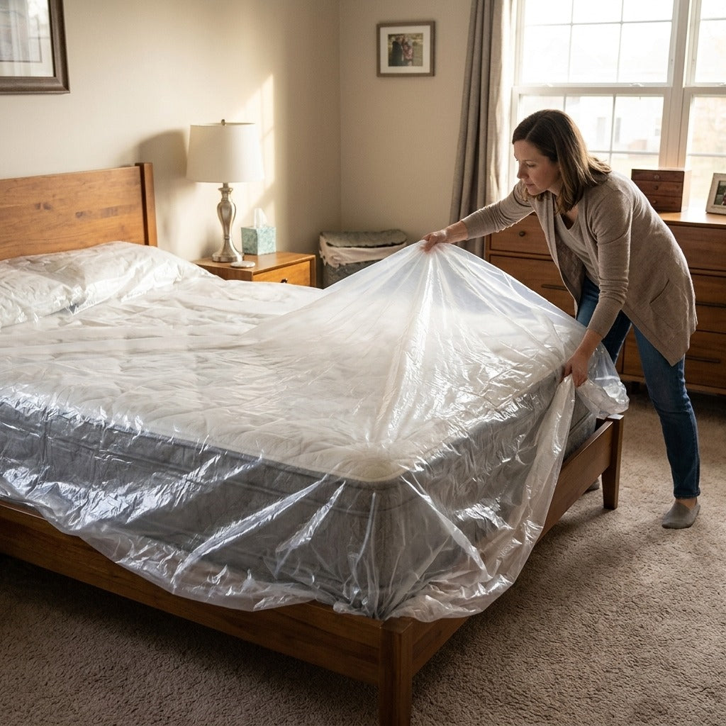 Transparent Disposable Waterproof Bed Cover - at home