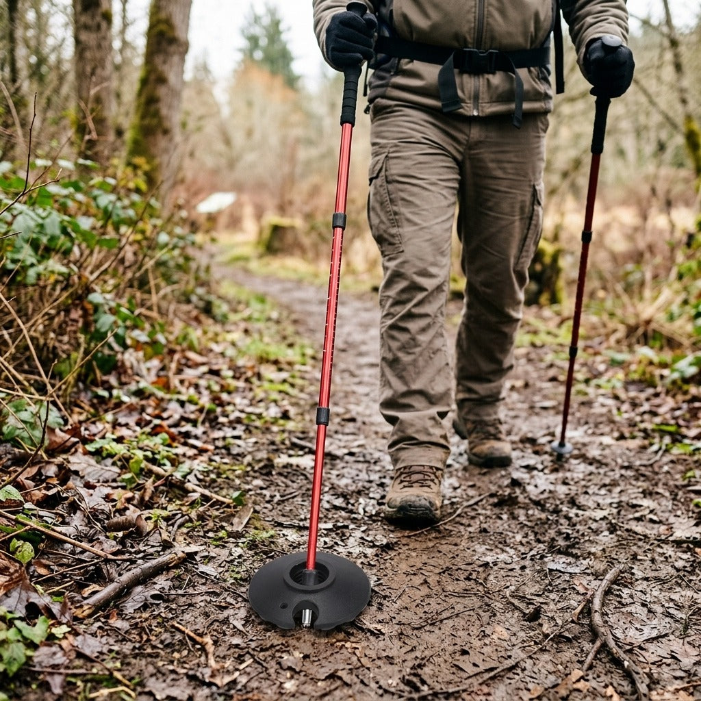Trekking Pole Snow and Mud Baskets, Set of 2 - in use