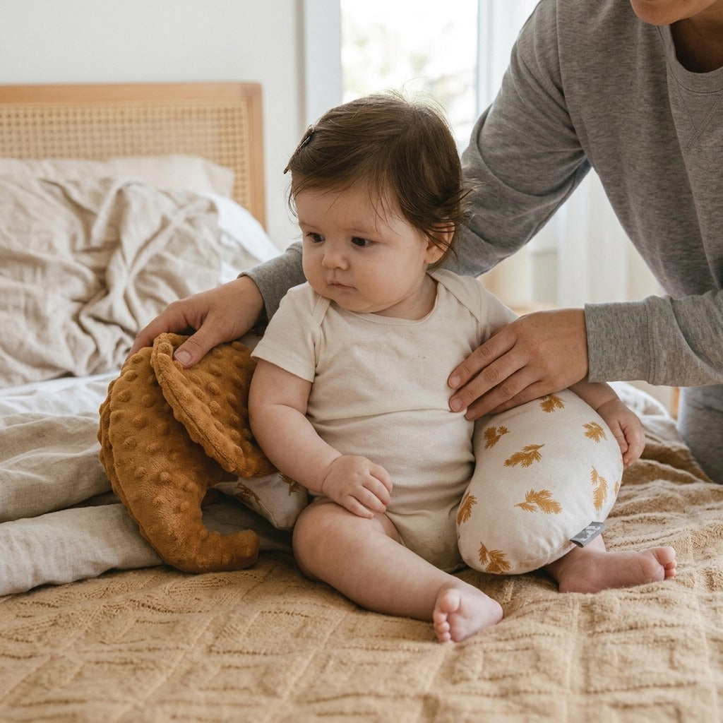 U-Shaped Elephant Baby Pillow - in use