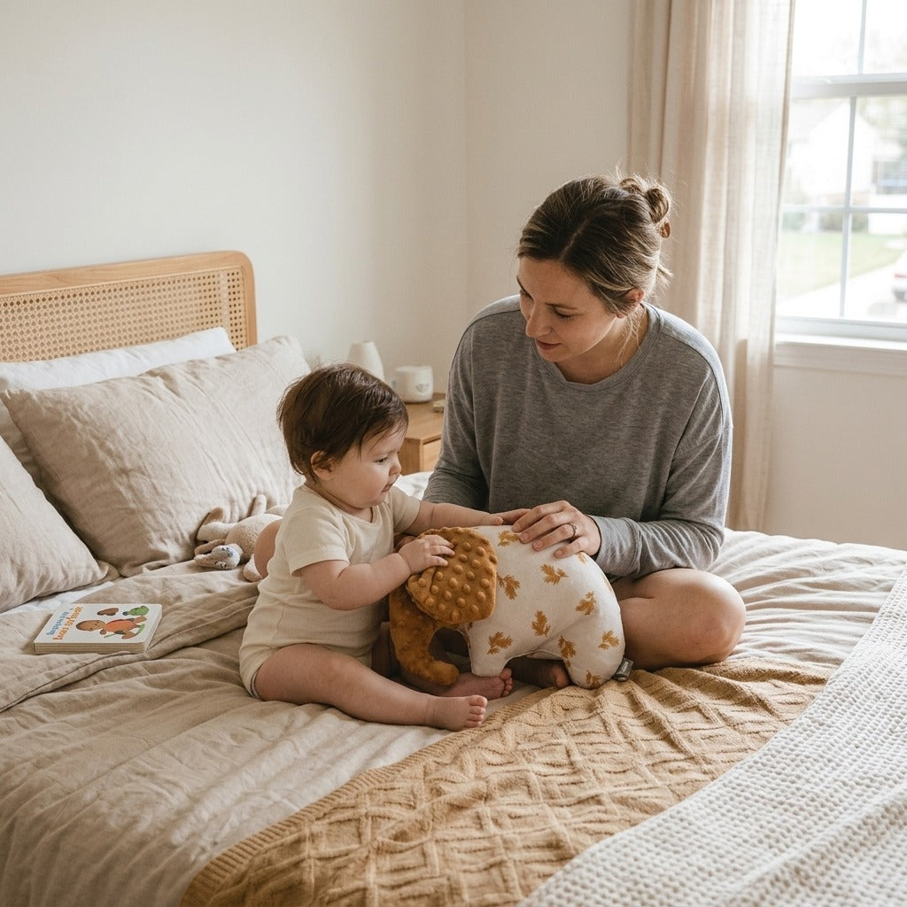 U-Shaped Elephant Baby Pillow - at home