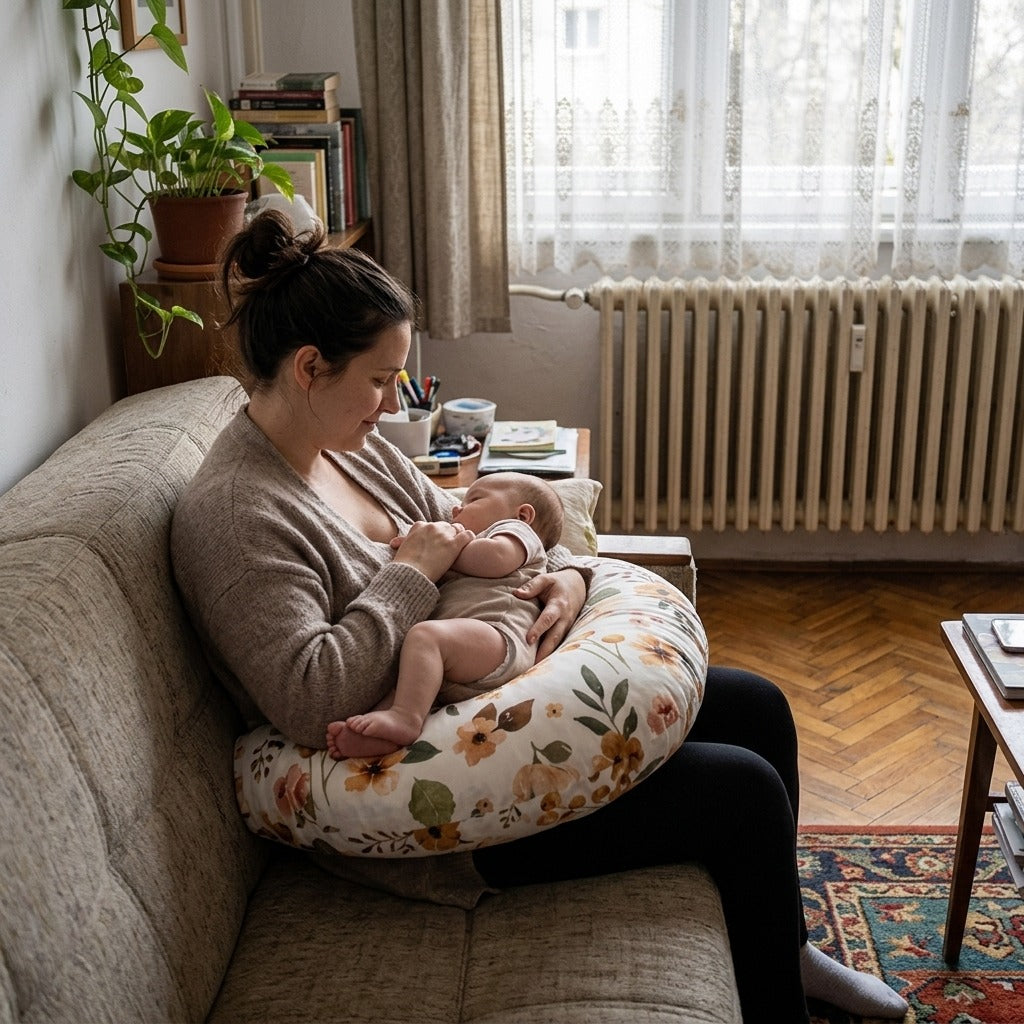 U alakú szoptatós párna levehető, mosható huzattal - a mindennapokban