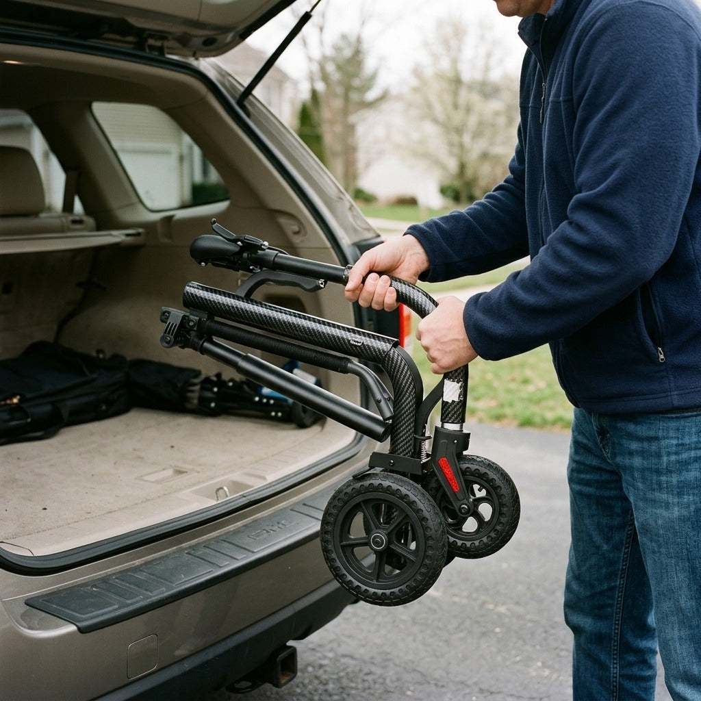 Ultra-Light Folding Push Scooter for Seniors, 5.6 kg - in use
