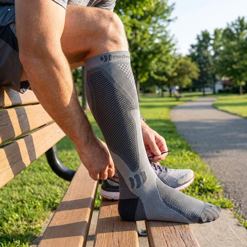 Unisex Athletic Compression Socks - in use