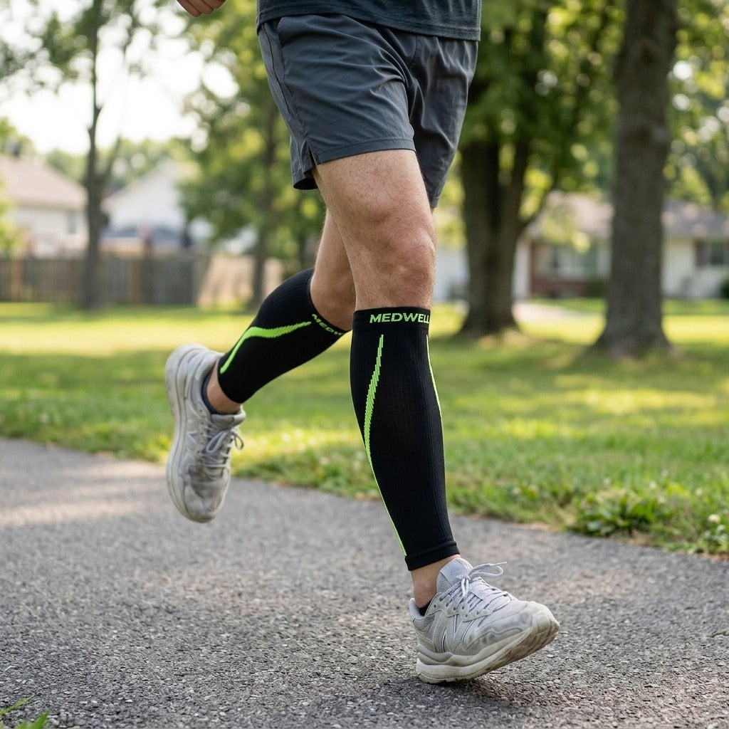 Unisex Calf Compression Sleeves for Sports - in use