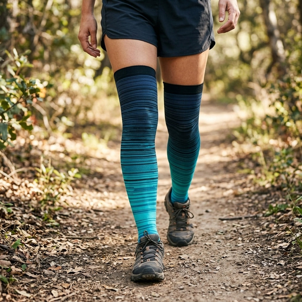 Unisex Compression Stockings for Hiking and Running - in use