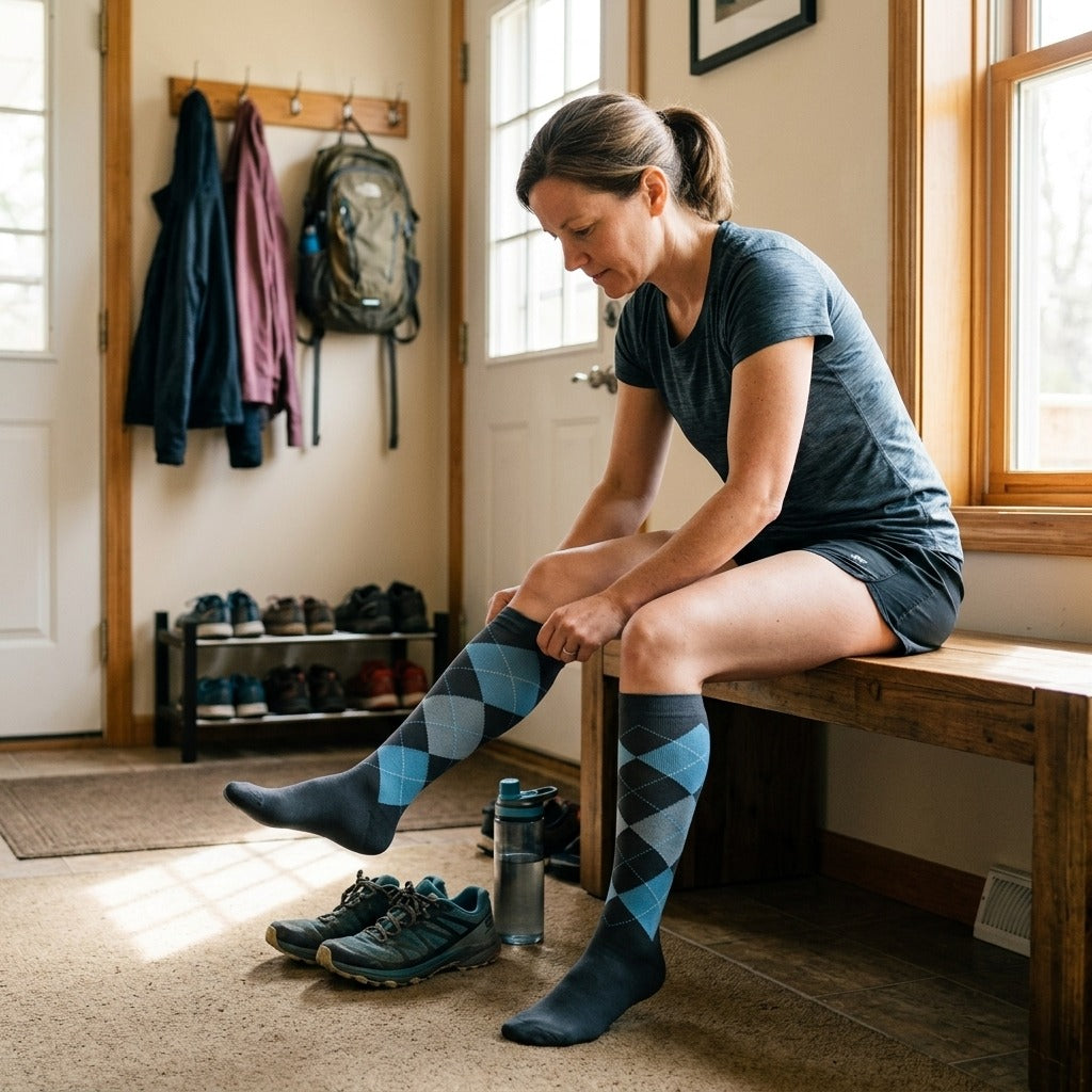 Unisex Compression Stockings for Hiking and Running - at home