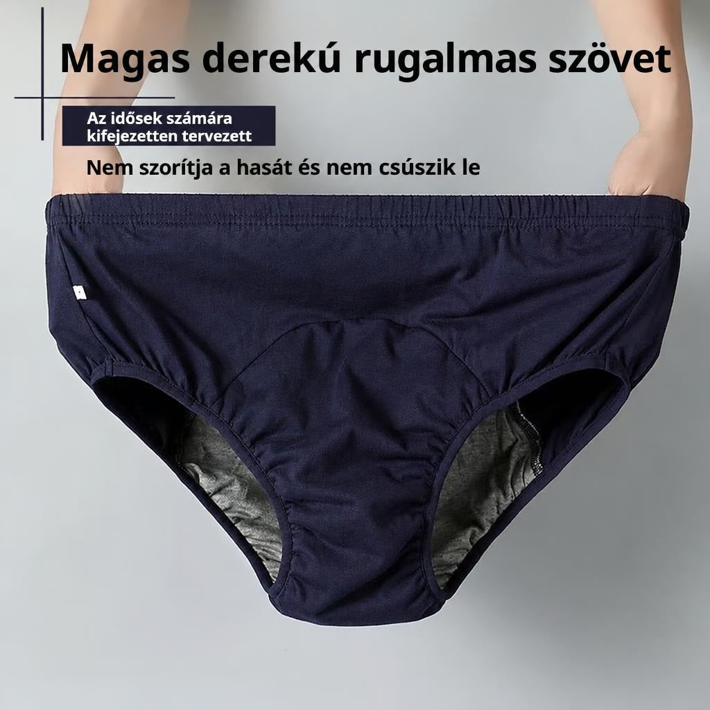 Magas derekú, rugalmas sötétkék alsónemű kényelmes viseletre.