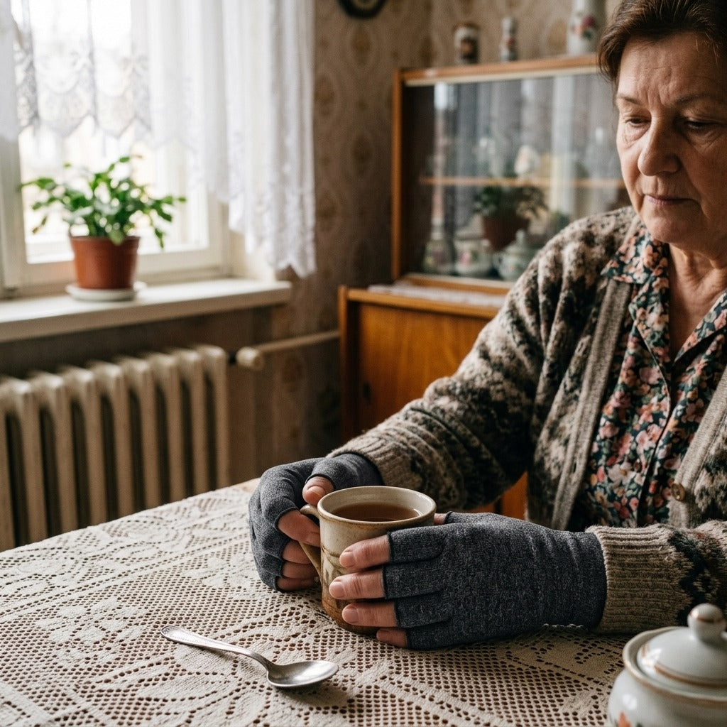 Uniszex kompressziós kesztyű csukló- és kéztámasszal - használat közben