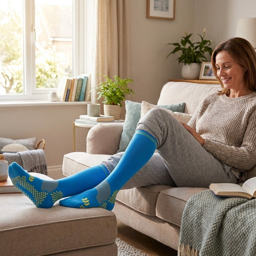 Unisex Knee-High Compression Socks, 20–30 mmHg - at home