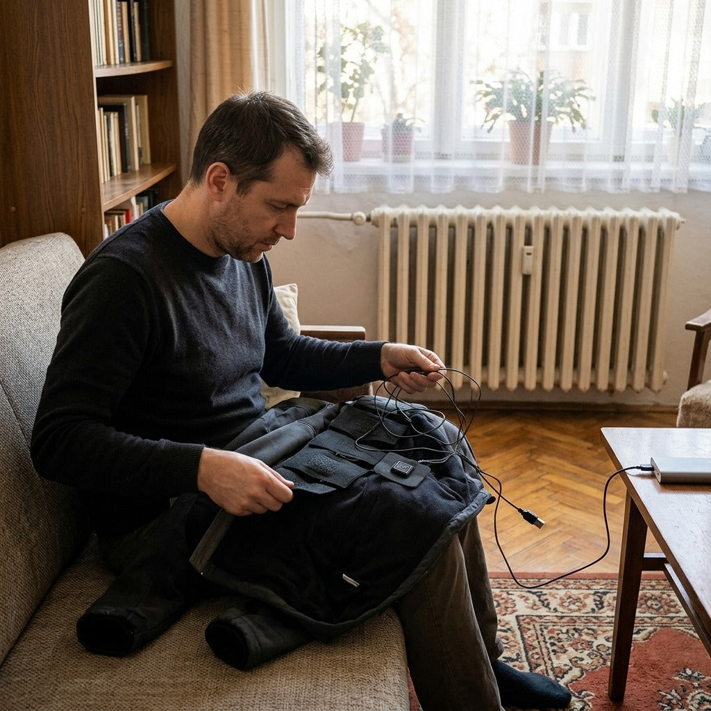 USB-s fűtőpárna fűthető ruházathoz - otthon