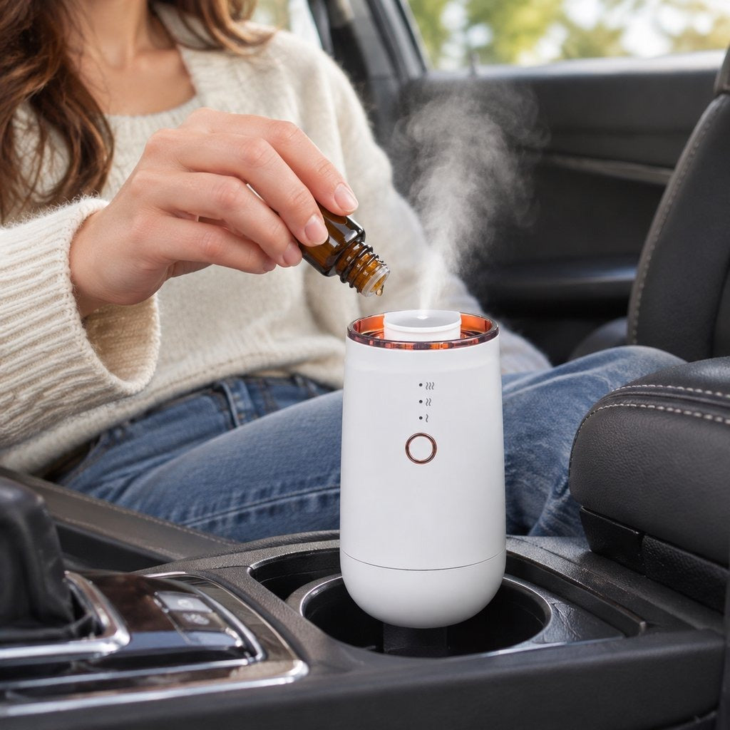 USB Rechargeable Car Aroma Diffuser - in use