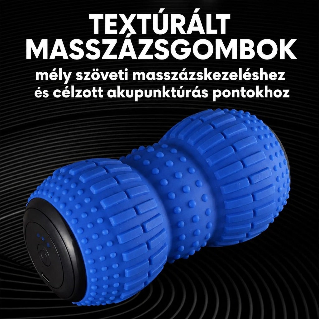 Kék texturált masszázshenger fekete háttér előtt.