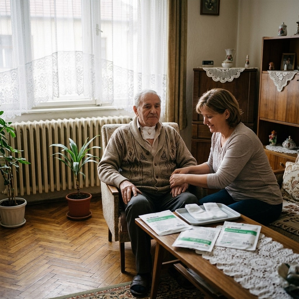 V alakban elővágott tracheostomiás kötszer, steril gézlap - a mindennapokban