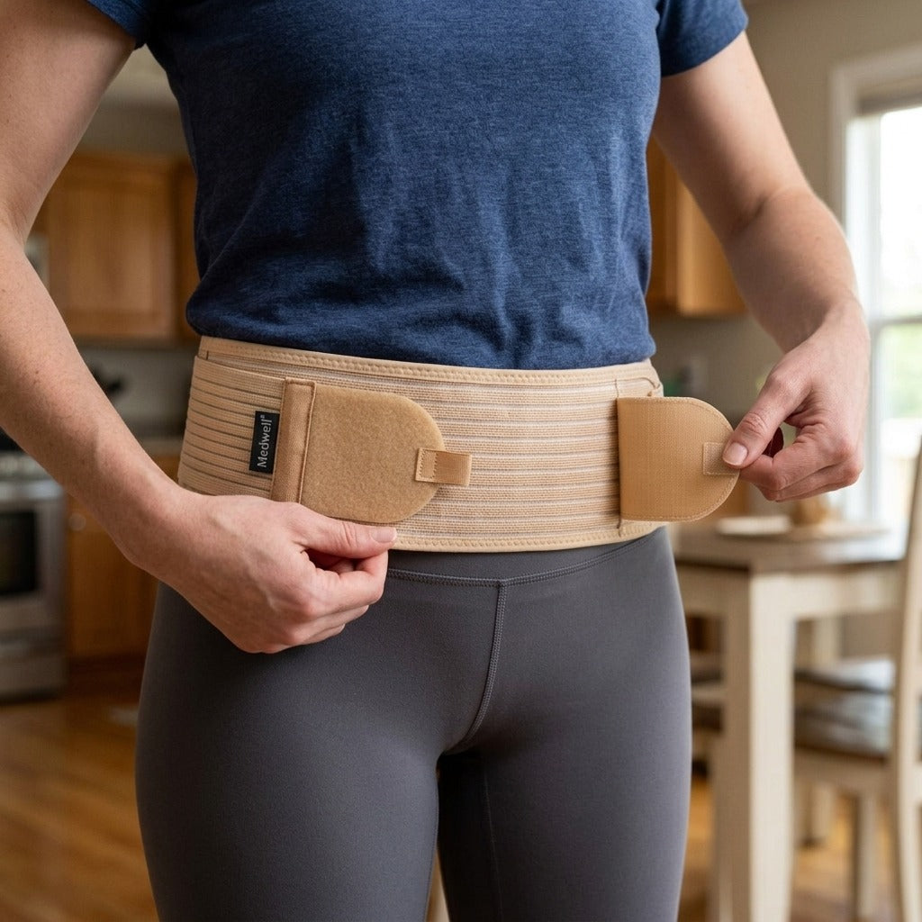 Medwell Sacroiliac Hip Belt, Anti-Slip Pelvic Support, CE/ISO - in use