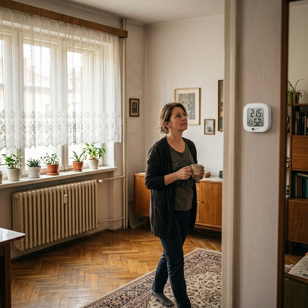 Falra szerelhető beltéri digitális hőmérő - otthon