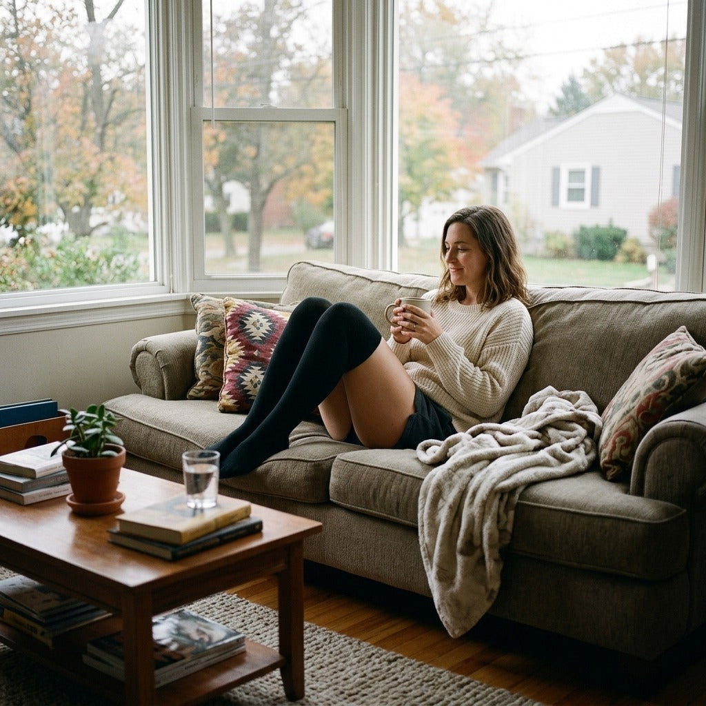 Warm Over-the-Knee Socks, Two-Piece Set - in everyday life