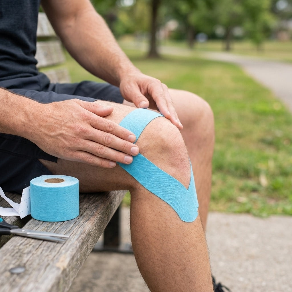 Waterproof Cotton Kinesiology Tape - in use