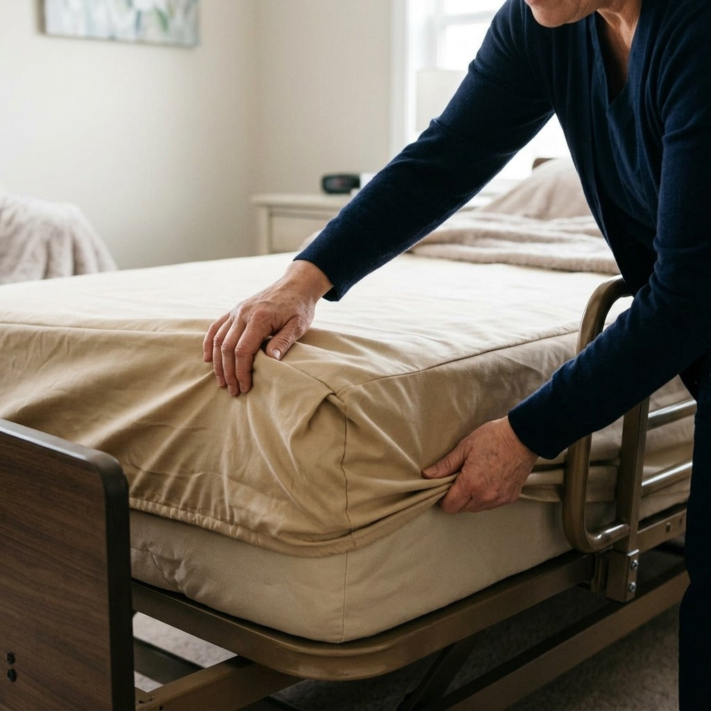Waterproof Hospital Bed Mattress Protector - in use
